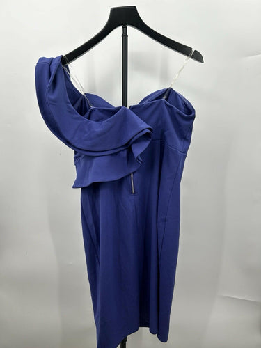 Bebe One-Shoulder Ruffle Woman’s Midi Dress Royal purple size L