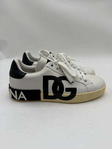 Dolce & Gabbana Portofino-Logo Sneakers Men's White/Black Leather Size UK 5 Dolce&Gabbana