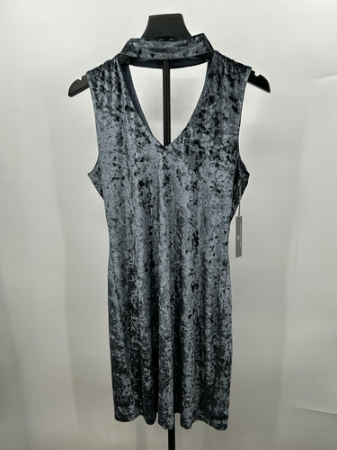 Tart Collections Woman’s Blue Velvet Dress Choker-neck Design Sleeveless Cut Tart Collections
