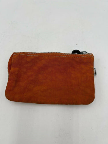 Kipling Pouch Wallet Orange Nylon Zip Tri-Fold Wristlet Clutch Small Kipling
