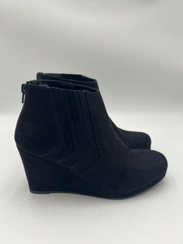 Sugar Juliette Black Micro Wedge Ankle Booties Back Zip Womens 7.5 Sugar