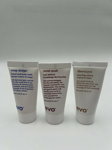 EVO Mens Gym Mini Kit 3x 30ml Soap Dodger Uberwurst Total Recoil EVO