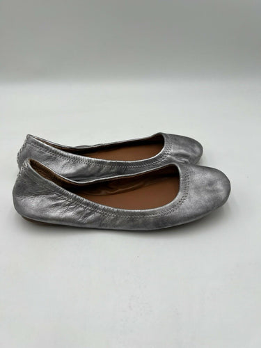 Lucky Brand Emmie Ballet Flats Womens Silver Leather Slip On Foldable 8.5 Lucky Brand