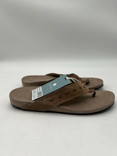 Revitalign Kena Studded Suede Orthotic Flip Flop Sandal Tan Womens SIZE 9.5 M B Revitalign