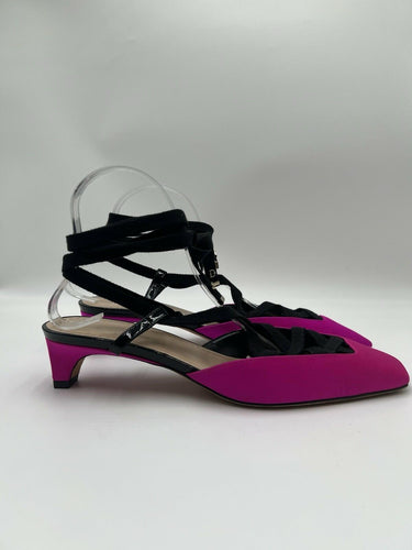 Women’s Christian Dior satin colorblock pattern mule Kitten Heel Size 40.5 Dior
