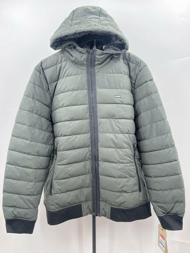 Levi's Jacket Mens Olive Green Puffer Hooded Quilted Bomber Zip Pockets Warm XL Levi's