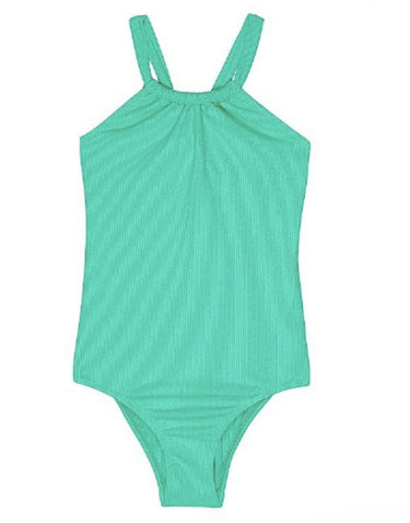Seafolly Kids Essential Cross-Back One-Piece (Jade) Girl's Swimsuits 12 Seafolly