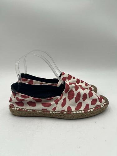Saint Laurent YSL women's slip-on espadrille flat All Over Red Lips Size 37 Saint Laurent