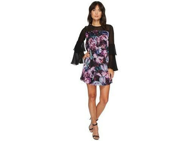 Women's Cece Camille Ruffle Sleeve Shift Black Dress, Size 0 CeCe