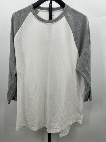 Abound Baseball T-Shirt Raglan White Gray Long Sleeve XL White