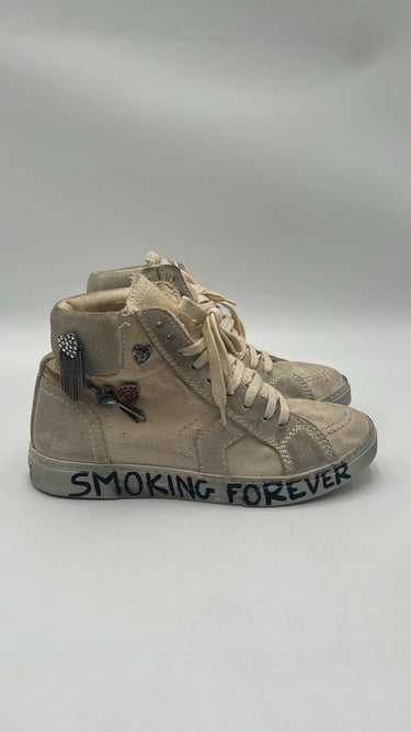Saint Laurent Smoking Forever Two Tone Canvas and Suede High Top Size 36.5 Saint Laurent