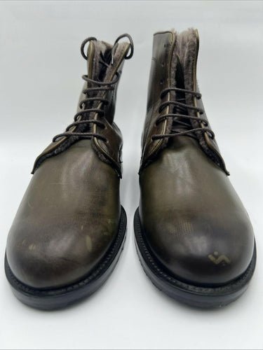 Saks Fifth Avenue Men's Lace-Up Lined Green Leather Boots Size 7M Saks Fifth Avenue