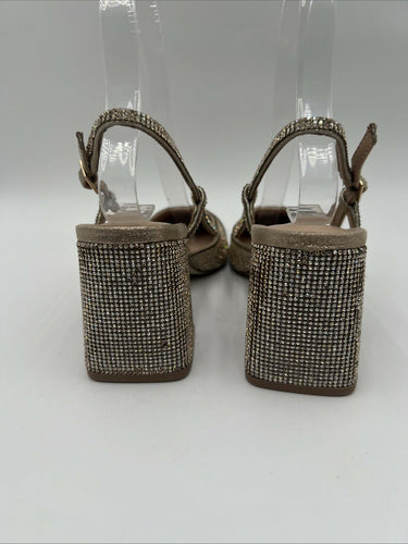 Women's Steve Madden Becka Sling Back Block Heel Pumps Gold/Silver Size 5.5M Steve Madden