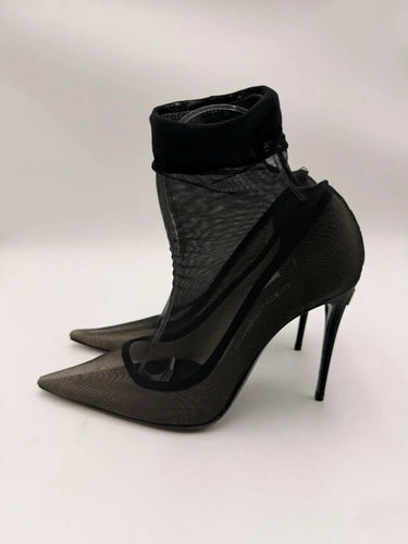 Dolce & Gabbana Women's Black Stretch Tulle Ankle Heel Booties Shoes Size 36.5 Dolce&Gabbana
