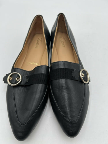 Trotters Signature Black Leather Loafers Buckle Size 10