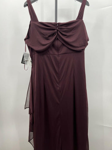 Alex Evenings Dress Wine Burgundy Draped Beaded Cold Shoulder Gown 16 Alex Evenings