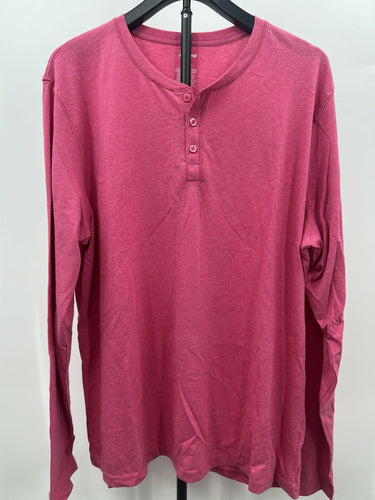 Abound Men's Henley Shirt Long Sleeve Pink Cotton Blend XL Abound