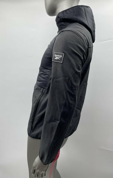 NWT Men’s Reebok Full Zip Long Sleeve Hooded Jacket Color Gray / Black Size S Reebok
