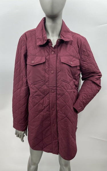NWT Mondetta Outdoor Project women's long quilted button-up jacket Wine Size S MONDETTA
