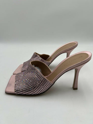 Bottega Veneta Sparkle Stretch Mule Sandals in Camellia pink Size 40