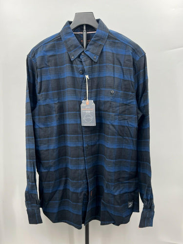 Weatherproof Vintage Shirt Blue Black Plaid Flannel Button Down Men’s L Weatherproof