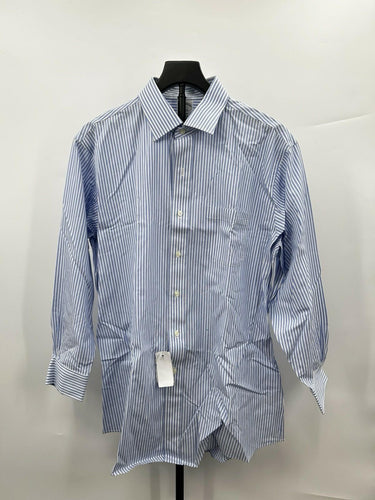 Brooks Brothers button-down shirt blue and white vertical stripes Size 16 1/2-31 Brooks Brothers