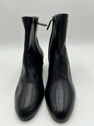 Prada Logo-Plaque Leather Ankle Boots in black Leather Size 36 PRADA