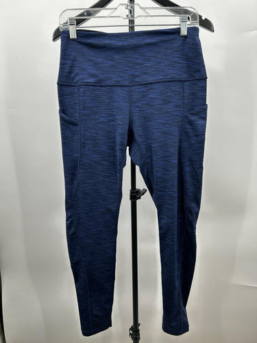 Ododos Woman’s Crop Leggings in a night blue space dye pattern Pockets Size L INA