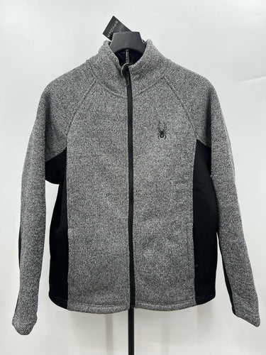 Spyder Jacket Mens M Gray Sweater Fleece Knit Full Zip Charcoal Heather Warm M Spyder