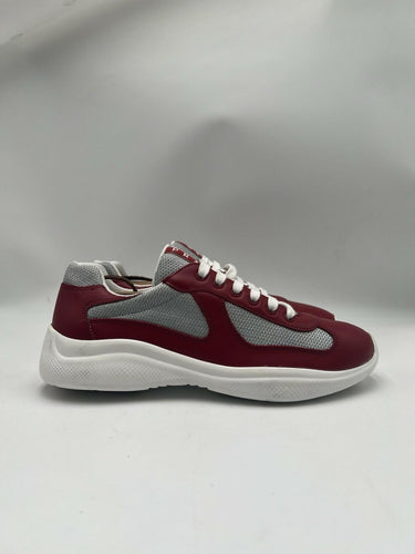 Prada America's Cup sneakers in red Leather Silver Mesh Size 7UK PRADA