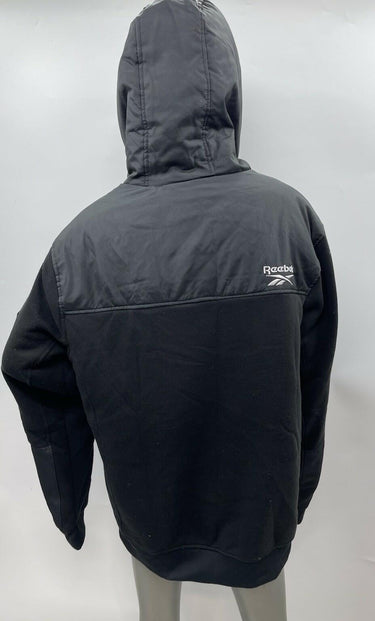 NWD Reebok men's softshell hooded Zip & Snap Button jacket in black Size L Reebok