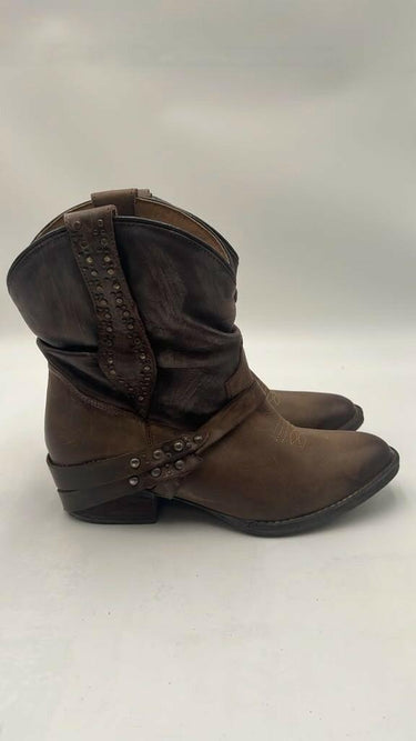 Circle G Slouch & Stud Western Boot Brown Womens Size 8.5M Circle G