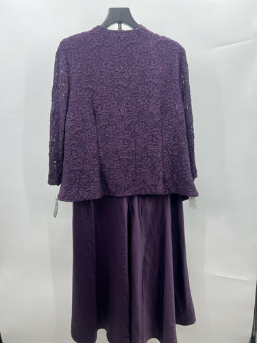 Alex Evenings Dress Set Eggplant Lace Jacket Sleeveless Dress 2PC 18 Alex Evenings