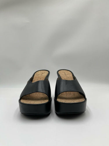 Givenchy 4G Doll platform 127mm slide sandal Cork Black Leather Size 39