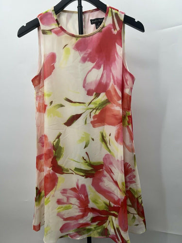 Jessica Howard Dress Womens Watercolor Floral Sleeveless Shift Chiffon Pink 4P Jessica Howard