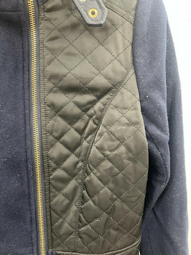 French Connection Women's Mixed Media Cutaway Coat Navy/Black Size 4 French Connection