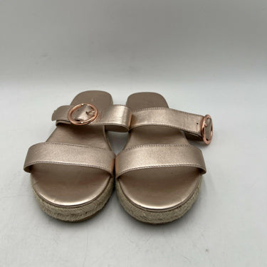 Women’s Stuart Weitzman Rose gold leather flat espadrille slide sandal Size 6.5B Stuart Weitzman