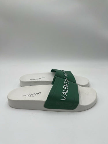 Men’s Valentino By Mario Green/White Synthetic Slide Sandals Size 7/40 Valentino By Mario