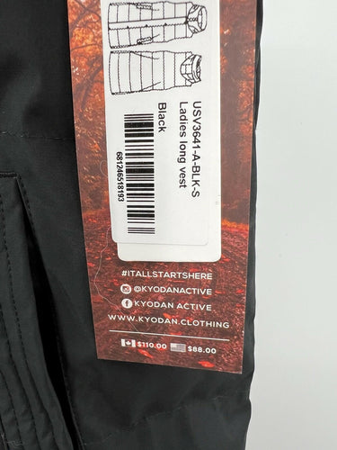Kyodan Vest Womens Black Long Puffer Hooded Puffy Vest Full Zip NWT S
