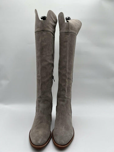 Kork-Ease Taupe Gray Suede Knee High Block Heel Boots Womens Size 7 M