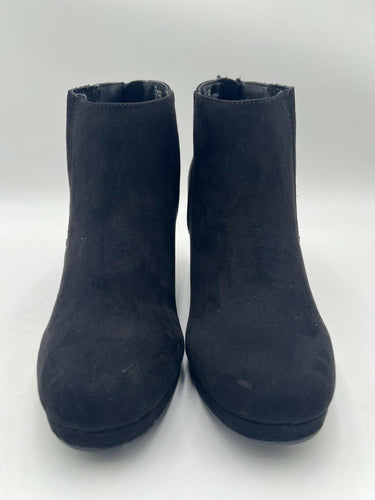 Sugar Juliette Black Micro Wedge Ankle Booties Back Zip Womens 7.5 Sugar