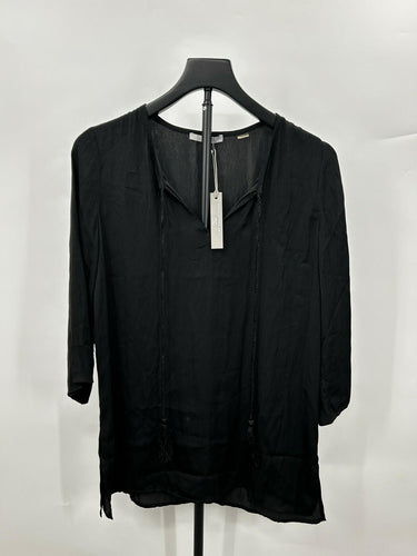 Tart Collections Black Tunic Blouse V-neckline Front Drawstrings size XS Tart Collections