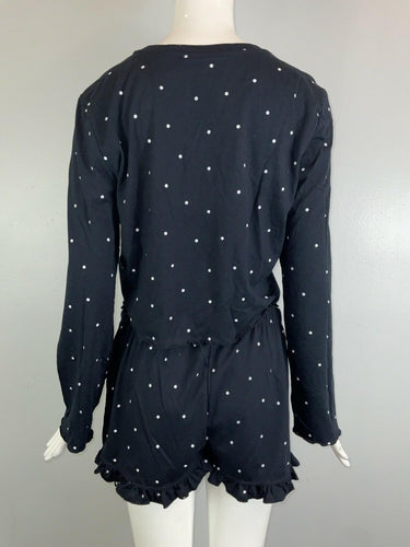 NWT Topshop Oh Deer Polka Dot Short Pajamas Set Navy Size 8-10