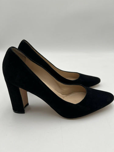 Manolo Blahnik Tucciototo 90 block-heel suede pumps in black Size 37.5 Manolo Blahnik