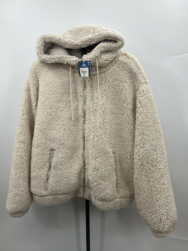 Arizona Jean Co Jacket Womens Natural Faux Fur Sherpa Hooded Zip Up Fleece XXL AriZona