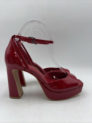 Vince Camuto Brenla Ankle Strap Platform Red Leather Sandal Size 8 M Vince Camuto