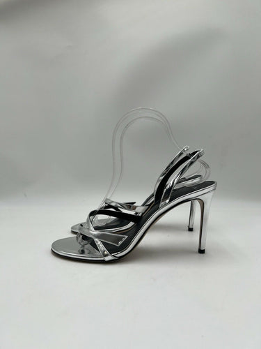 Alexandre Birman Tita 85mm Silver leather slingback sandals Size 38