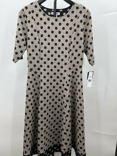 Robbie Bee Polka Dot Midi Dress Brown Black Fit Flare Sweater NWT M Robbie Bee
