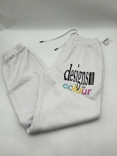 Designs Untitled White Sweatpants Front Graphic Multicolor Size S Designs Untitled