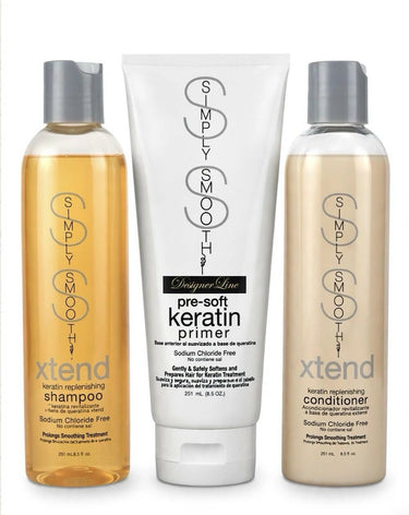 Simply Smooth Xtend Shampoo Conditioner + Pre-Soft Keratin Primer 8.5oz Kit 3 Simply Smooth